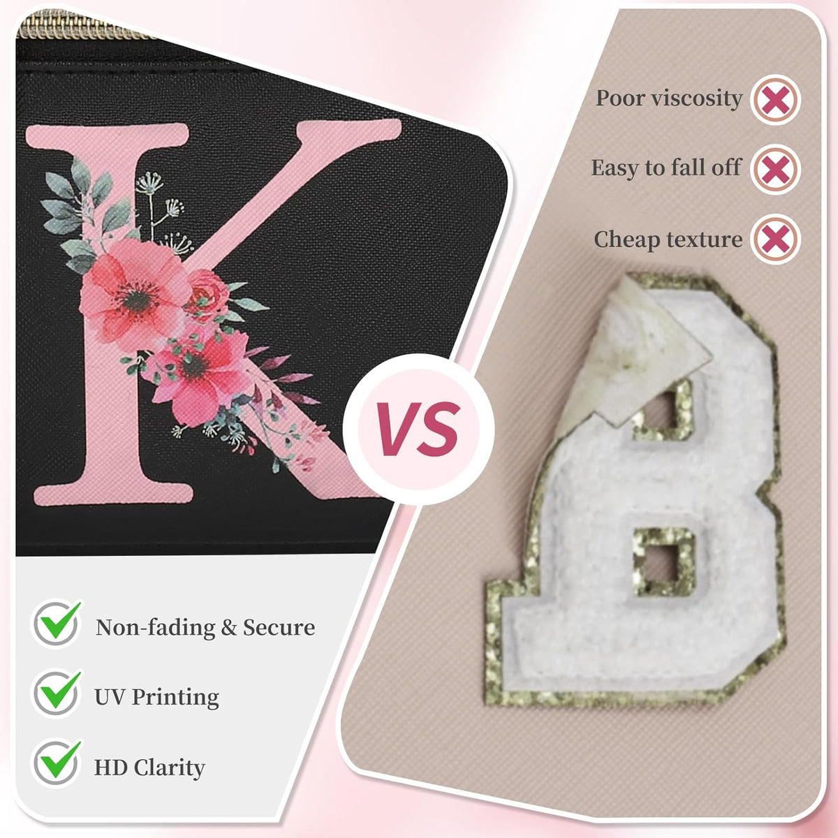 Initial Makeup Bag,Monogram Make up Bag Black Travel Makeup Organizer Case Beauty Toiletry Cosmetic Bag with Brush Holder, Trendy Stuff Personalized Gifts for Women and Girls-D