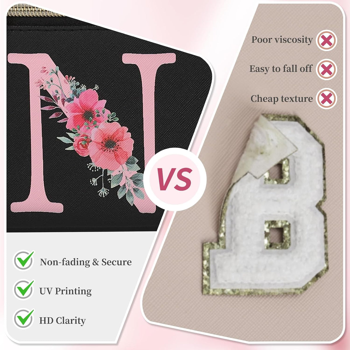 Initial Makeup Bag,Monogram Make up Bag Black Travel Makeup Organizer Case Beauty Toiletry Cosmetic Bag with Brush Holder, Trendy Stuff Personalized Gifts for Women and Girls-D