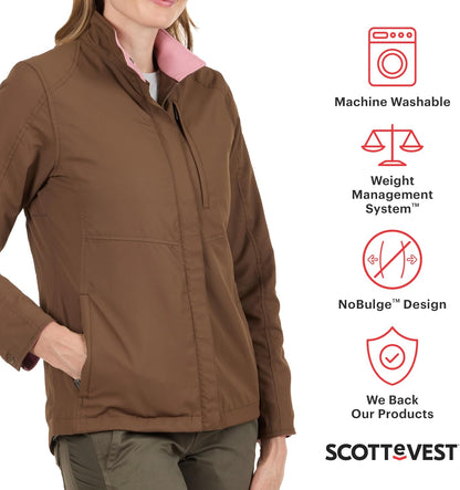 Epic Travel Jacket for Women - 22 Hidden Pockets - Soft Shell Coat - Pickpocket Proof Clothing