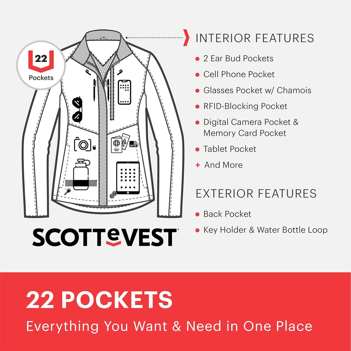 Epic Travel Jacket for Women - 22 Hidden Pockets - Soft Shell Coat - Pickpocket Proof Clothing