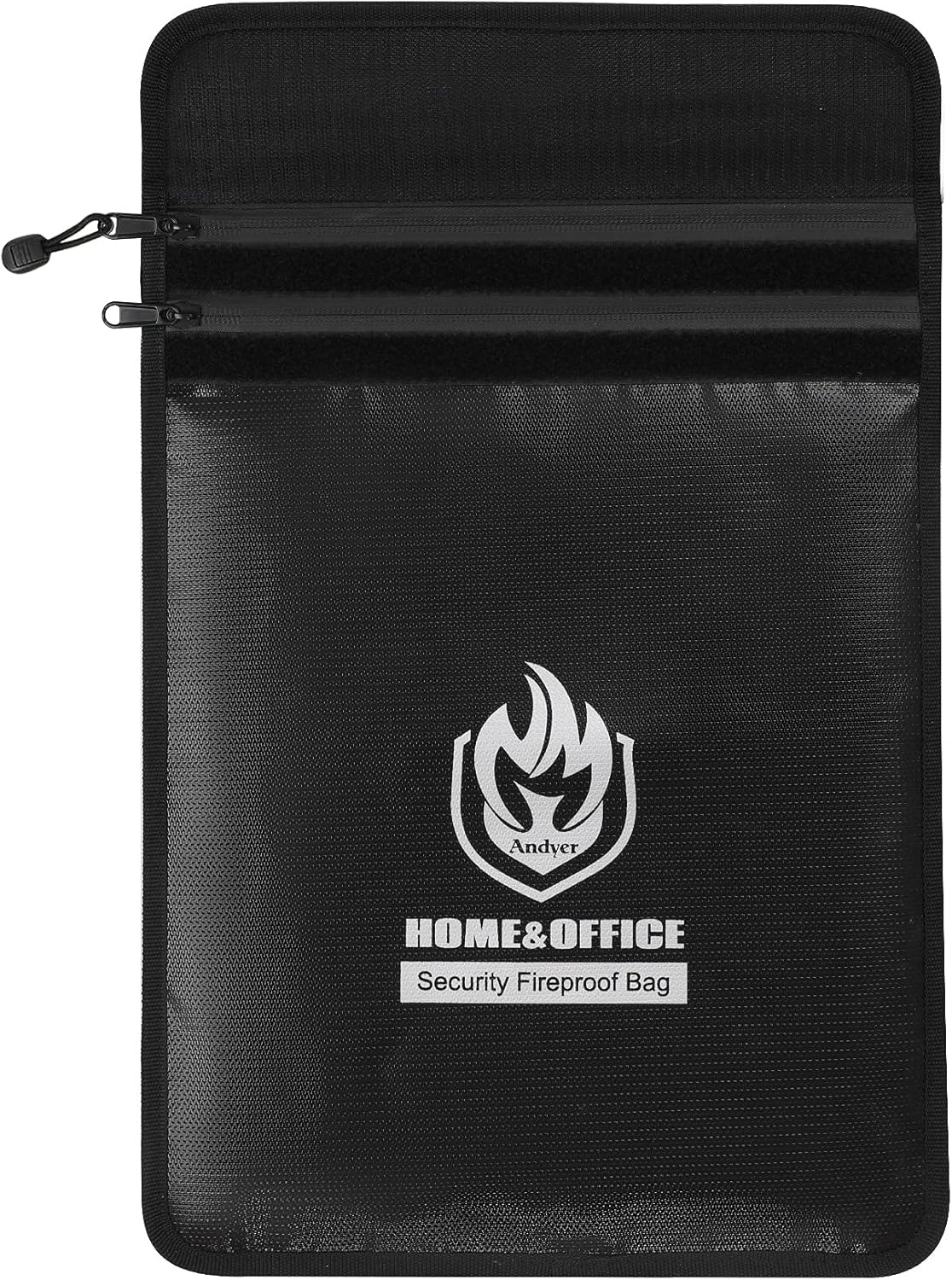 Upgraded Two Pockets Fireproof Document Bag (2000℉), 15”x 11”Waterproof Fireproof Money Bag for Cash with Zipper, Important Document Storage Organizer for Valuables, Legal Documents Safe