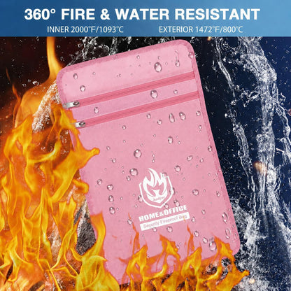 Upgraded Two Pockets Fireproof Document Bag (2000℉), 15”x 11”Waterproof Fireproof Money Bag for Cash with Zipper, Important Document Storage Organizer for Valuables, Legal Documents Safe