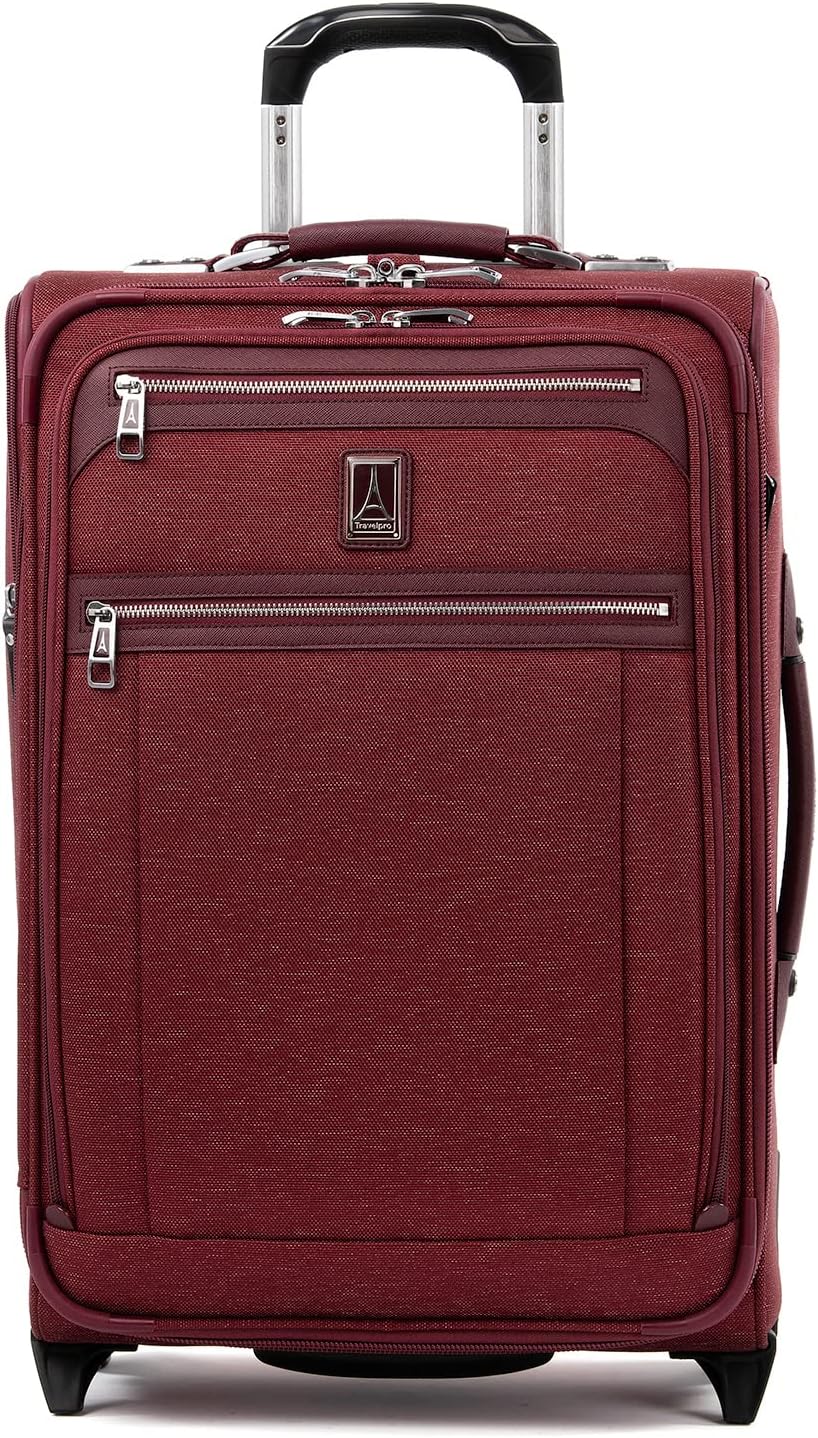Platinum Elite Softside Expandable Carry on Luggage, 2 Wheel Upright Regional Suitcase, USB Port, Men and Women, Shadow Black, Carry On 16-Inch