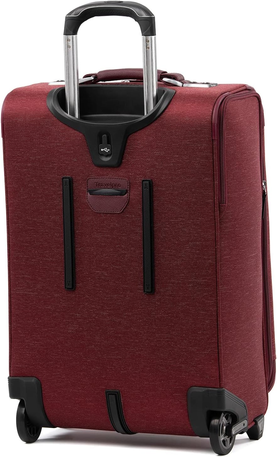 Platinum Elite Softside Expandable Carry on Luggage, 2 Wheel Upright Regional Suitcase, USB Port, Men and Women, Shadow Black, Carry On 16-Inch