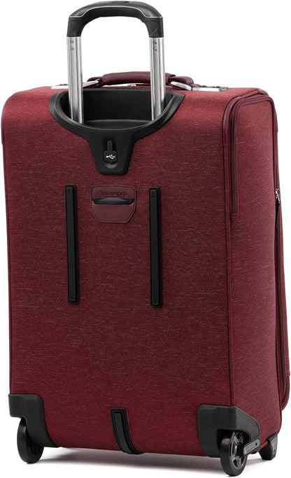 Platinum Elite Softside Expandable Carry on Luggage, 2 Wheel Upright Regional Suitcase, USB Port, Men and Women, Shadow Black, Carry On 16-Inch