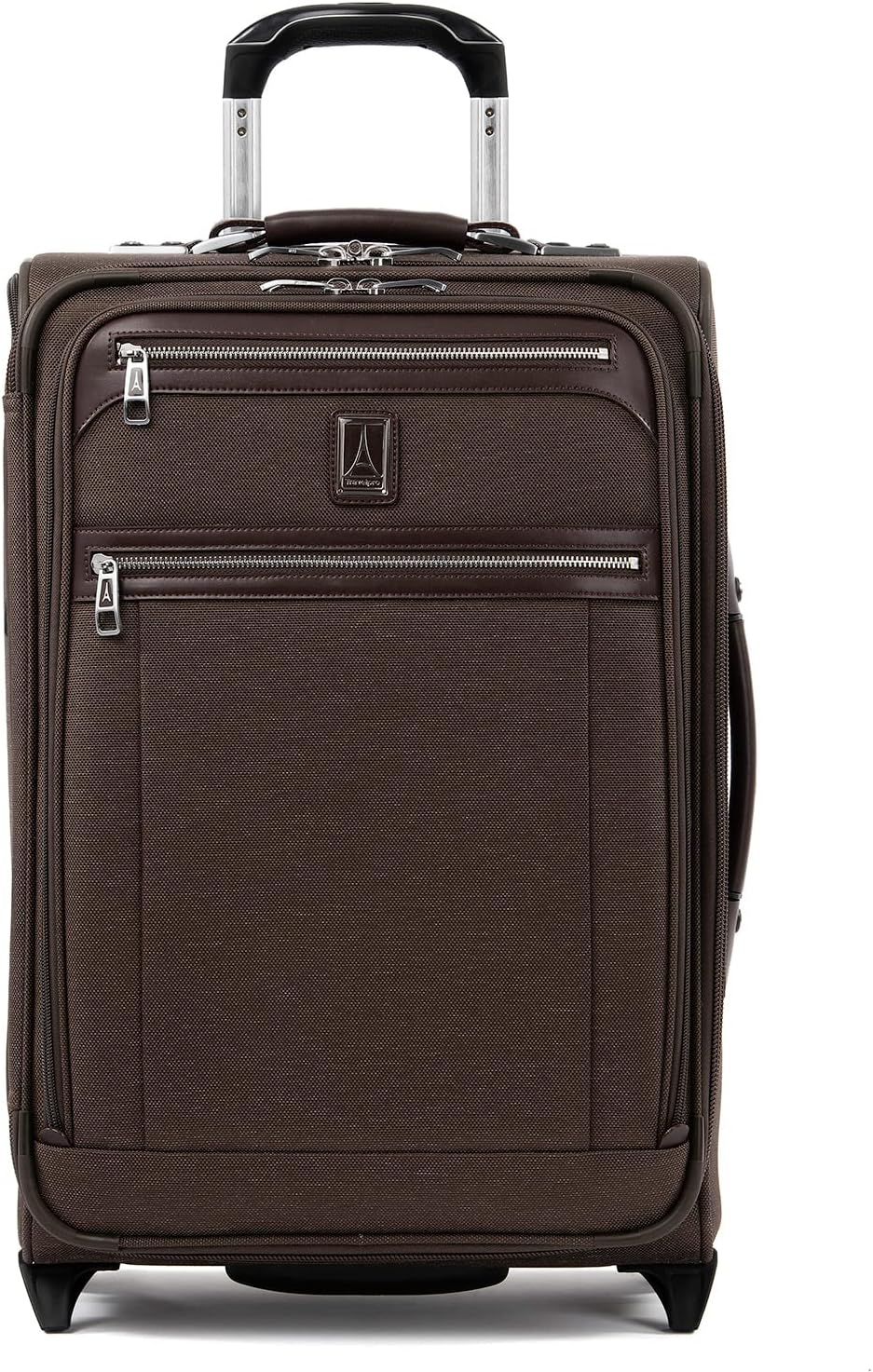 Platinum Elite Softside Expandable Carry on Luggage, 2 Wheel Upright Regional Suitcase, USB Port, Men and Women, Shadow Black, Carry On 16-Inch
