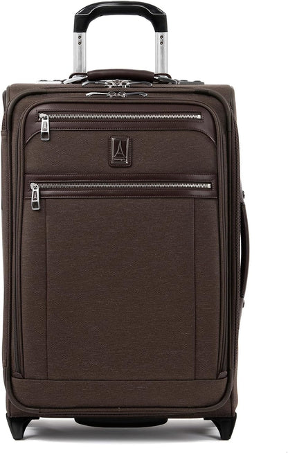 Platinum Elite Softside Expandable Carry on Luggage, 2 Wheel Upright Regional Suitcase, USB Port, Men and Women, Shadow Black, Carry On 16-Inch