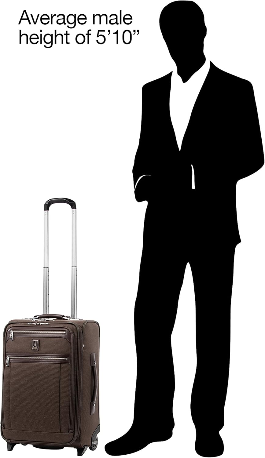 Platinum Elite Softside Expandable Carry on Luggage, 2 Wheel Upright Regional Suitcase, USB Port, Men and Women, Shadow Black, Carry On 16-Inch