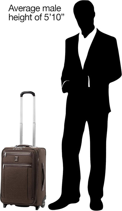 Platinum Elite Softside Expandable Carry on Luggage, 2 Wheel Upright Regional Suitcase, USB Port, Men and Women, Shadow Black, Carry On 16-Inch