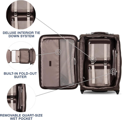 Platinum Elite Softside Expandable Carry on Luggage, 2 Wheel Upright Regional Suitcase, USB Port, Men and Women, Shadow Black, Carry On 16-Inch