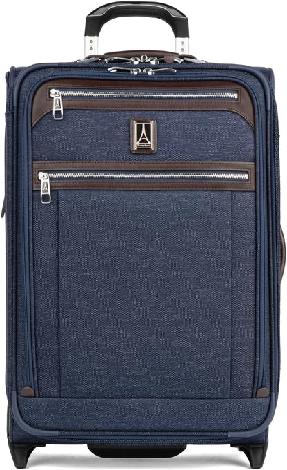 Platinum Elite Softside Expandable Carry on Luggage, 2 Wheel Upright Regional Suitcase, USB Port, Men and Women, Shadow Black, Carry On 16-Inch