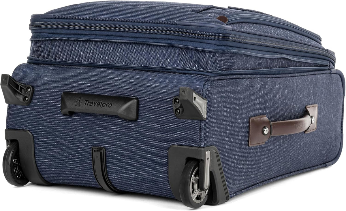 Platinum Elite Softside Expandable Carry on Luggage, 2 Wheel Upright Regional Suitcase, USB Port, Men and Women, Shadow Black, Carry On 16-Inch