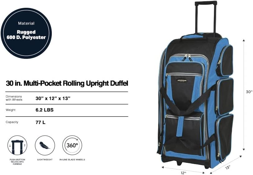 Xpedition 30 Inch Multi-Pocket Upright Rolling Duffel Bag