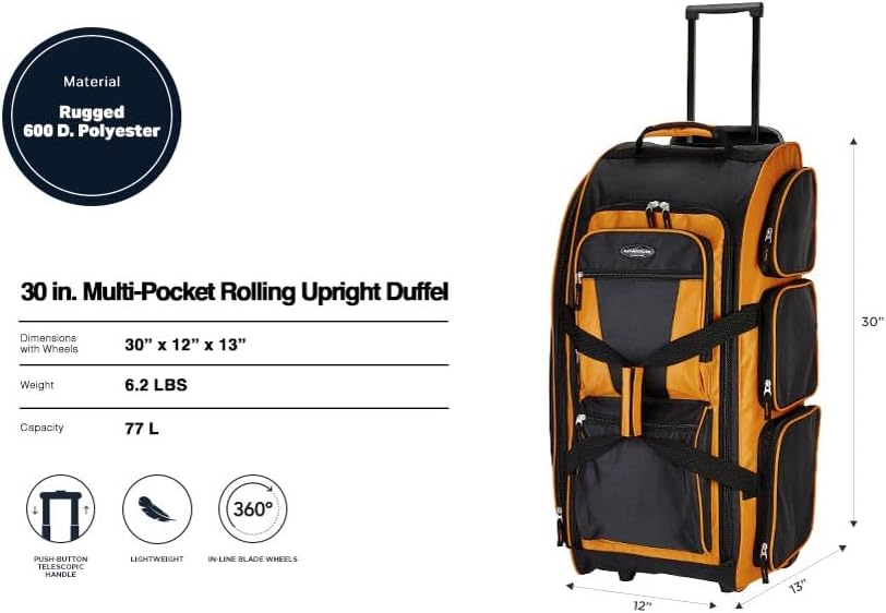 Xpedition 30 Inch Multi-Pocket Upright Rolling Duffel Bag