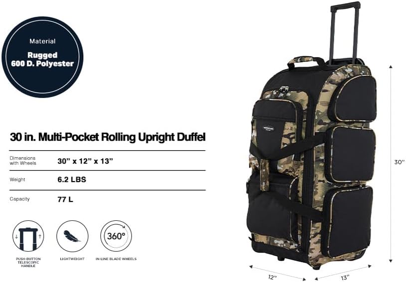 Xpedition 30 Inch Multi-Pocket Upright Rolling Duffel Bag