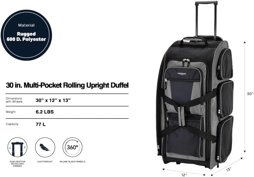 Xpedition 30 Inch Multi-Pocket Upright Rolling Duffel Bag