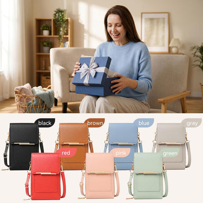 Touchscreen Phone Crossbody Bag for Women,2026 Small Anti Theft Leather Bag,Adjustable PU Leather Phone Bag