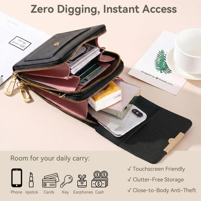 Touchscreen Phone Crossbody Bag for Women,2026 Small Anti Theft Leather Bag,Adjustable PU Leather Phone Bag