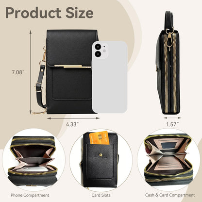 Touchscreen Phone Crossbody Bag for Women,2026 Small Anti Theft Leather Bag,Adjustable PU Leather Phone Bag