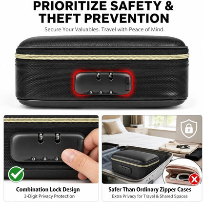 Fireproof Travel Jewelry Organizer Case with Lock 6-Page Binder | Clear PET Pages for Necklaces, Earrings, Rings & Bracelets, Carry-Ons Craft Fairs & Home Storage (Bag Only)