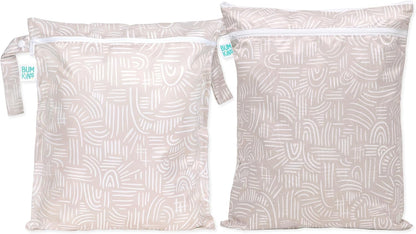 Waterproof Wet and Wetdry Bags - For Beach, Baby, Travel, Swim Suit, Cloth Diapers, Pump Parts, Pool, Gym, Toiletries - Reusable & Easy to Clean - Watercolor Floral - 2 Pack