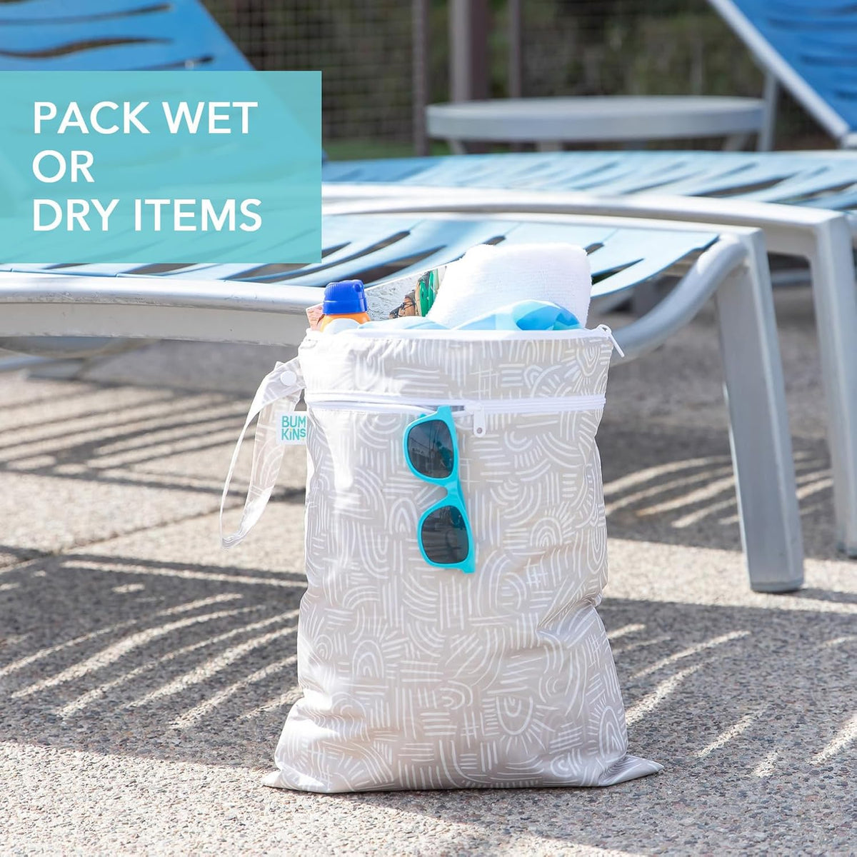 Waterproof Wet and Wetdry Bags - For Beach, Baby, Travel, Swim Suit, Cloth Diapers, Pump Parts, Pool, Gym, Toiletries - Reusable & Easy to Clean - Watercolor Floral - 2 Pack