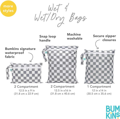 Waterproof Wet and Wetdry Bags - For Beach, Baby, Travel, Swim Suit, Cloth Diapers, Pump Parts, Pool, Gym, Toiletries - Reusable & Easy to Clean - Watercolor Floral - 2 Pack