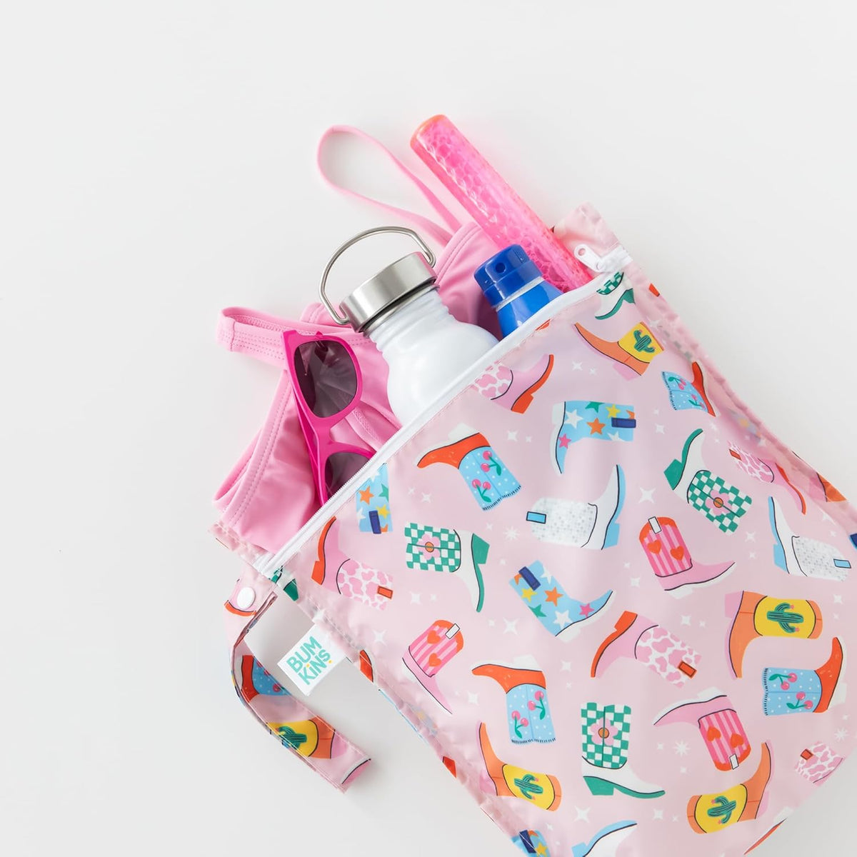 Waterproof Wet and Wetdry Bags - For Beach, Baby, Travel, Swim Suit, Cloth Diapers, Pump Parts, Pool, Gym, Toiletries - Reusable & Easy to Clean - Watercolor Floral - 2 Pack