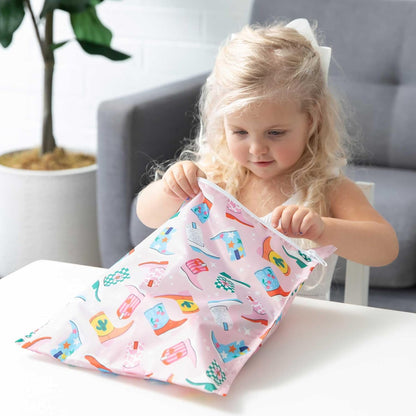 Waterproof Wet and Wetdry Bags - For Beach, Baby, Travel, Swim Suit, Cloth Diapers, Pump Parts, Pool, Gym, Toiletries - Reusable & Easy to Clean - Watercolor Floral - 2 Pack