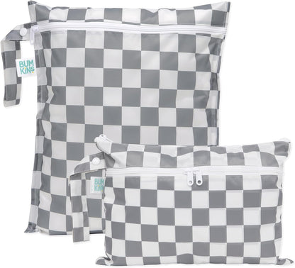Waterproof Wet and Wetdry Bags - For Beach, Baby, Travel, Swim Suit, Cloth Diapers, Pump Parts, Pool, Gym, Toiletries - Reusable & Easy to Clean - Watercolor Floral - 2 Pack
