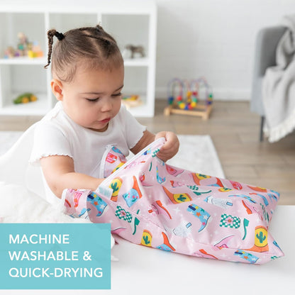 Waterproof Wet and Wetdry Bags - For Beach, Baby, Travel, Swim Suit, Cloth Diapers, Pump Parts, Pool, Gym, Toiletries - Reusable & Easy to Clean - Watercolor Floral - 2 Pack