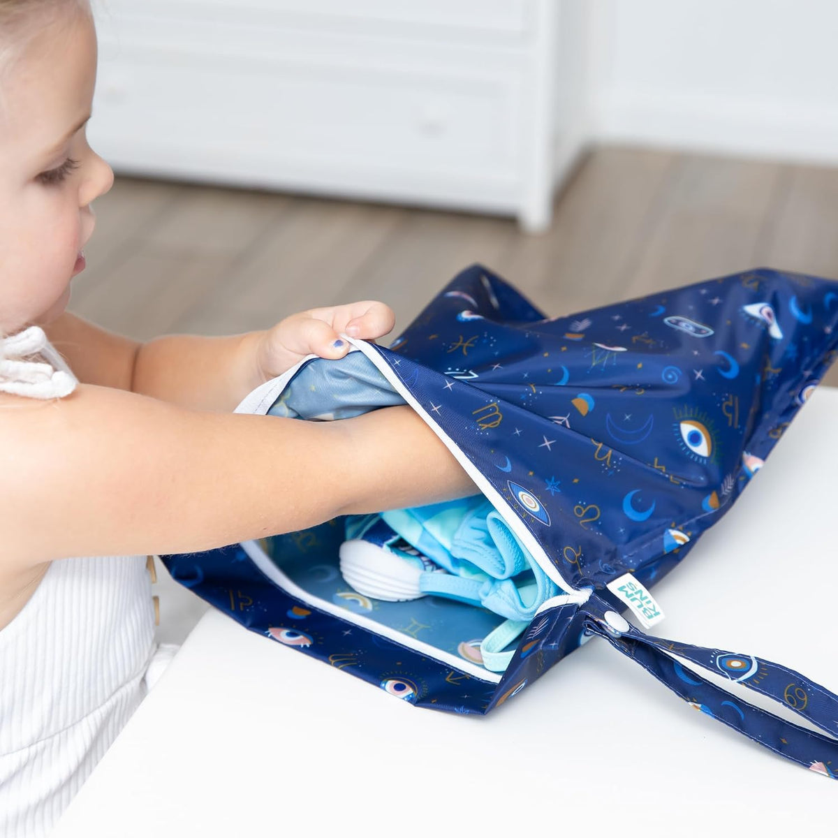 Waterproof Wet and Wetdry Bags - For Beach, Baby, Travel, Swim Suit, Cloth Diapers, Pump Parts, Pool, Gym, Toiletries - Reusable & Easy to Clean - Watercolor Floral - 2 Pack