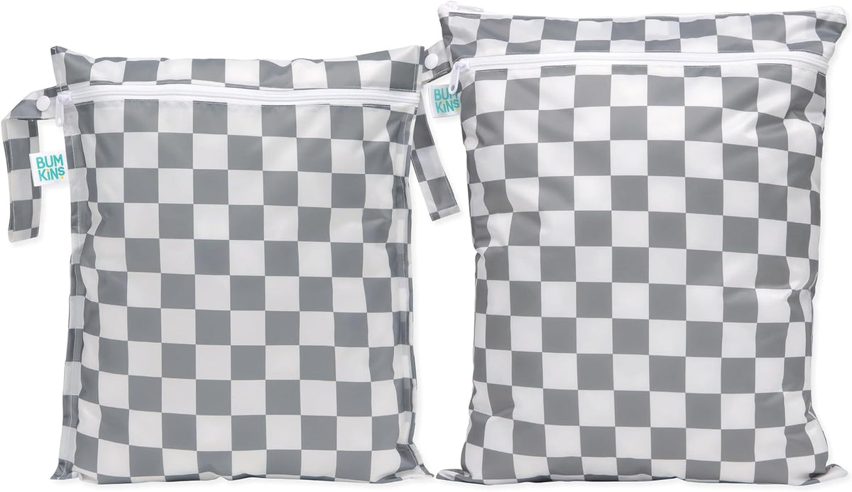 Waterproof Wet and Wetdry Bags - For Beach, Baby, Travel, Swim Suit, Cloth Diapers, Pump Parts, Pool, Gym, Toiletries - Reusable & Easy to Clean - Watercolor Floral - 2 Pack