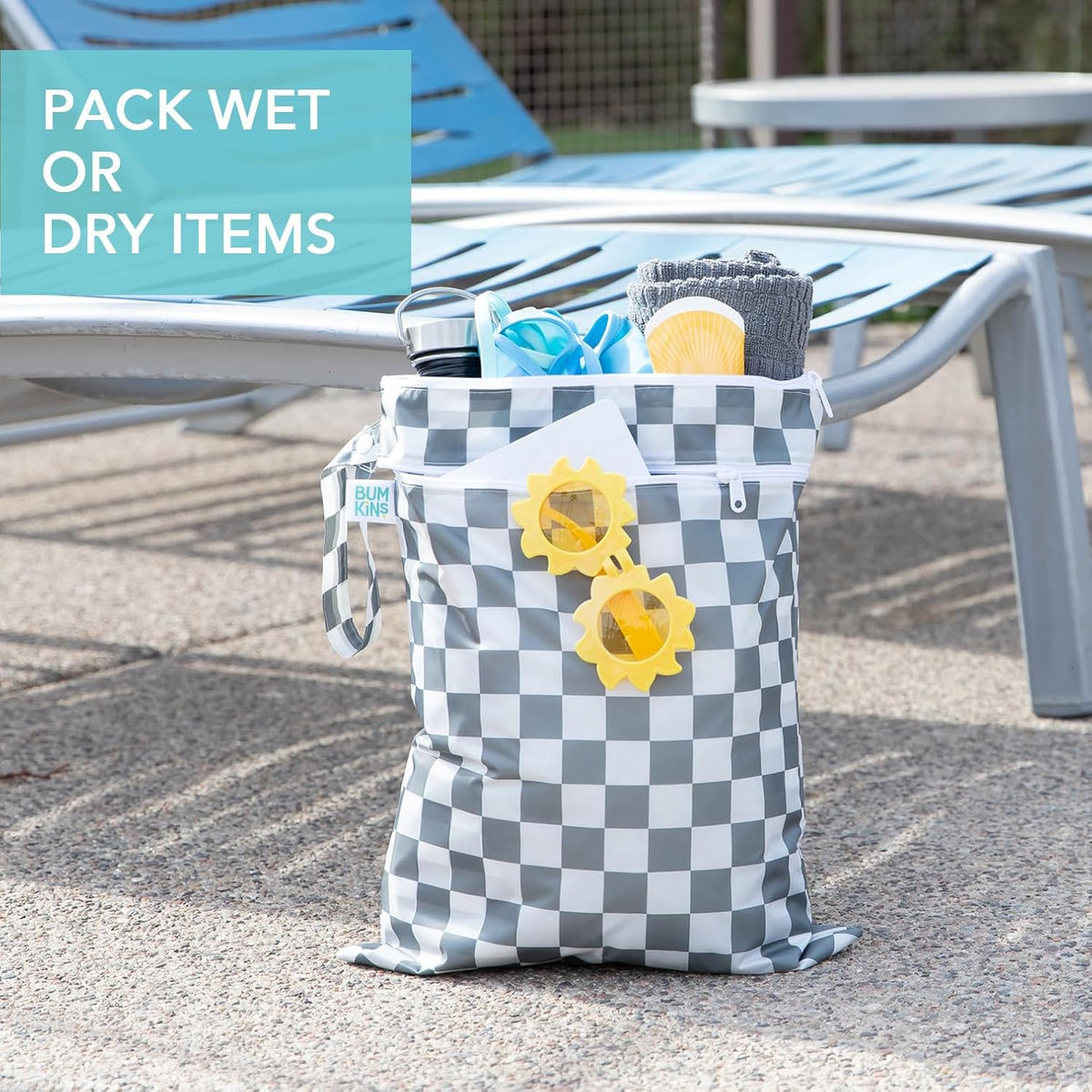 Waterproof Wet and Wetdry Bags - For Beach, Baby, Travel, Swim Suit, Cloth Diapers, Pump Parts, Pool, Gym, Toiletries - Reusable & Easy to Clean - Watercolor Floral - 2 Pack