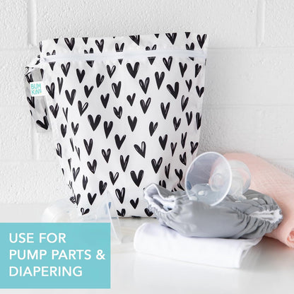 Waterproof Wet and Wetdry Bags - For Beach, Baby, Travel, Swim Suit, Cloth Diapers, Pump Parts, Pool, Gym, Toiletries - Reusable & Easy to Clean - Watercolor Floral - 2 Pack