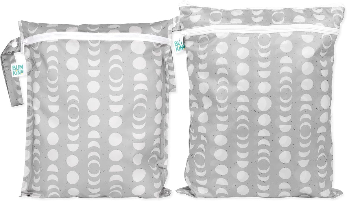 Waterproof Wet and Wetdry Bags - For Beach, Baby, Travel, Swim Suit, Cloth Diapers, Pump Parts, Pool, Gym, Toiletries - Reusable & Easy to Clean - Watercolor Floral - 2 Pack