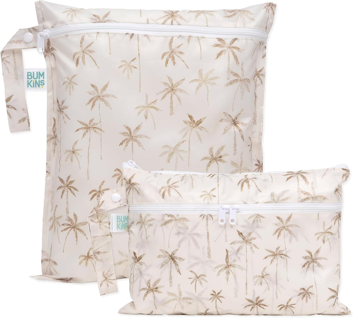 Waterproof Wet and Wetdry Bags - For Beach, Baby, Travel, Swim Suit, Cloth Diapers, Pump Parts, Pool, Gym, Toiletries - Reusable & Easy to Clean - Watercolor Floral - 2 Pack