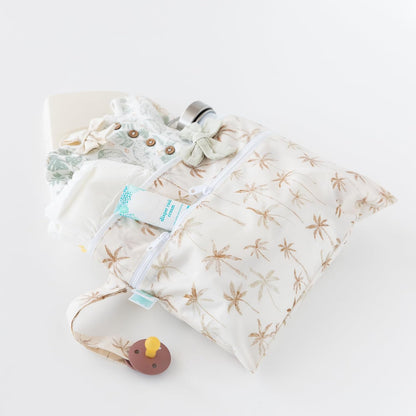 Waterproof Wet and Wetdry Bags - For Beach, Baby, Travel, Swim Suit, Cloth Diapers, Pump Parts, Pool, Gym, Toiletries - Reusable & Easy to Clean - Watercolor Floral - 2 Pack