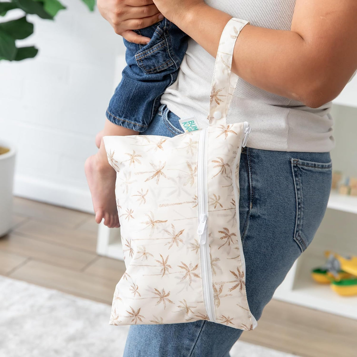 Waterproof Wet and Wetdry Bags - For Beach, Baby, Travel, Swim Suit, Cloth Diapers, Pump Parts, Pool, Gym, Toiletries - Reusable & Easy to Clean - Watercolor Floral - 2 Pack