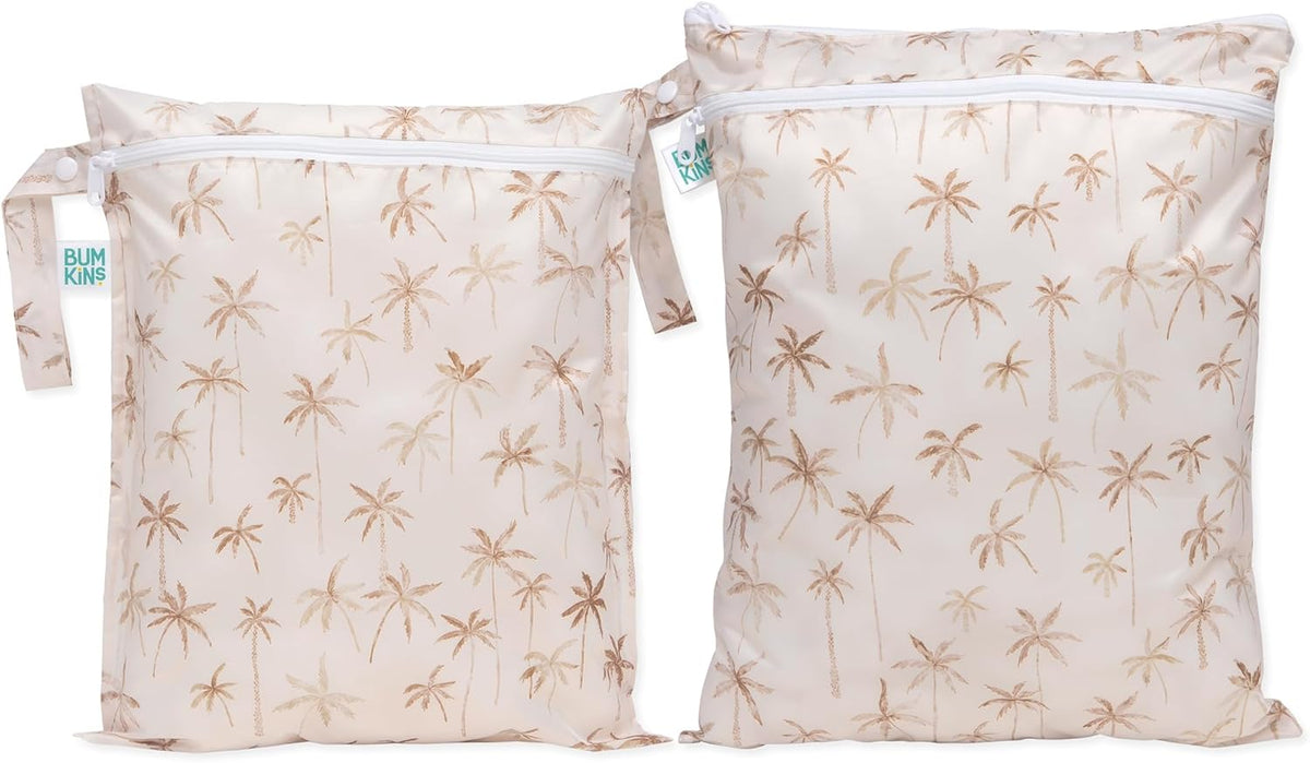 Waterproof Wet and Wetdry Bags - For Beach, Baby, Travel, Swim Suit, Cloth Diapers, Pump Parts, Pool, Gym, Toiletries - Reusable & Easy to Clean - Watercolor Floral - 2 Pack