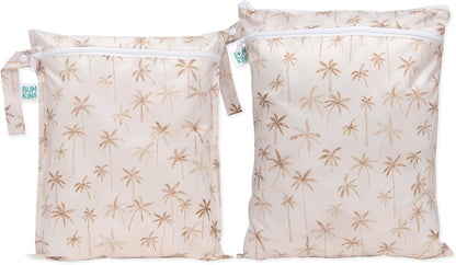 Waterproof Wet and Wetdry Bags - For Beach, Baby, Travel, Swim Suit, Cloth Diapers, Pump Parts, Pool, Gym, Toiletries - Reusable & Easy to Clean - Watercolor Floral - 2 Pack