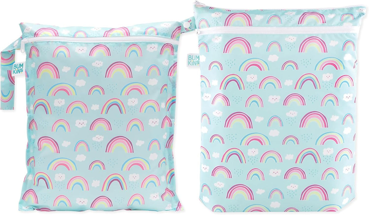 Waterproof Wet and Wetdry Bags - For Beach, Baby, Travel, Swim Suit, Cloth Diapers, Pump Parts, Pool, Gym, Toiletries - Reusable & Easy to Clean - Watercolor Floral - 2 Pack