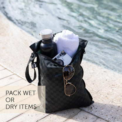 Waterproof Wet and Wetdry Bags - For Beach, Baby, Travel, Swim Suit, Cloth Diapers, Pump Parts, Pool, Gym, Toiletries - Reusable & Easy to Clean - Watercolor Floral - 2 Pack