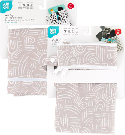 Waterproof Wet and Wetdry Bags - For Beach, Baby, Travel, Swim Suit, Cloth Diapers, Pump Parts, Pool, Gym, Toiletries - Reusable & Easy to Clean - Watercolor Floral - 2 Pack