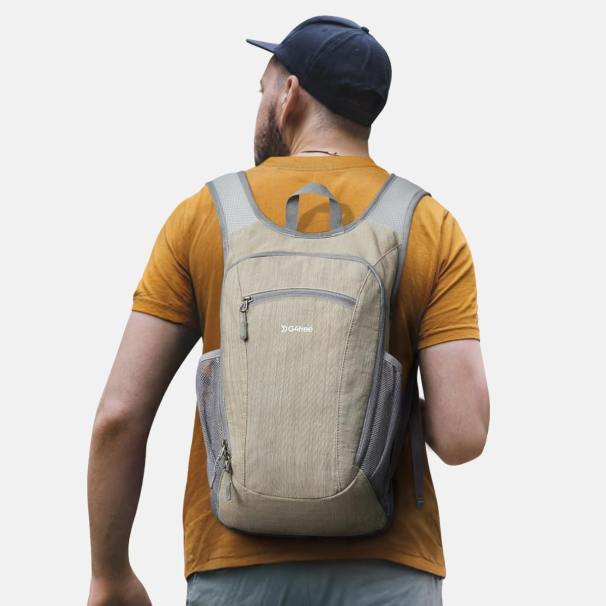 15L Hiking Daypack Lightweight Travel Backpack Packable Outdoor Casual Foldable Shoulder Bag (Beige)