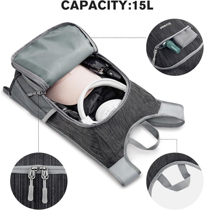 15L Hiking Daypack Lightweight Travel Backpack Packable Outdoor Casual Foldable Shoulder Bag (Beige)