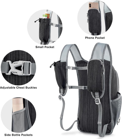 15L Hiking Daypack Lightweight Travel Backpack Packable Outdoor Casual Foldable Shoulder Bag (Beige)