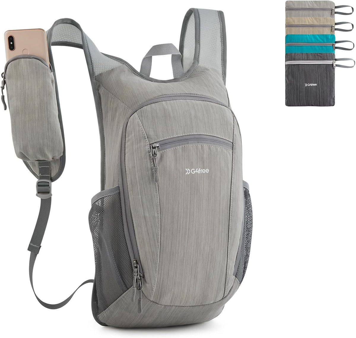 15L Hiking Daypack Lightweight Travel Backpack Packable Outdoor Casual Foldable Shoulder Bag (Beige)