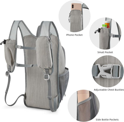 15L Hiking Daypack Lightweight Travel Backpack Packable Outdoor Casual Foldable Shoulder Bag (Beige)