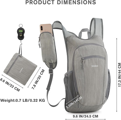 15L Hiking Daypack Lightweight Travel Backpack Packable Outdoor Casual Foldable Shoulder Bag (Beige)